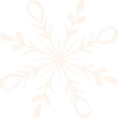 Hand drawn pink snowflake in doodle style isolated on white background. Openwork snowflake in flat vector style for patterns and cards for Christmas