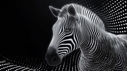 Naklejka premium Pixelated zebra stripes in black and white, blending digital aesthetics with classic patterns for a modern, tech-inspired twist. Pixelated zebra print, Modern digital design