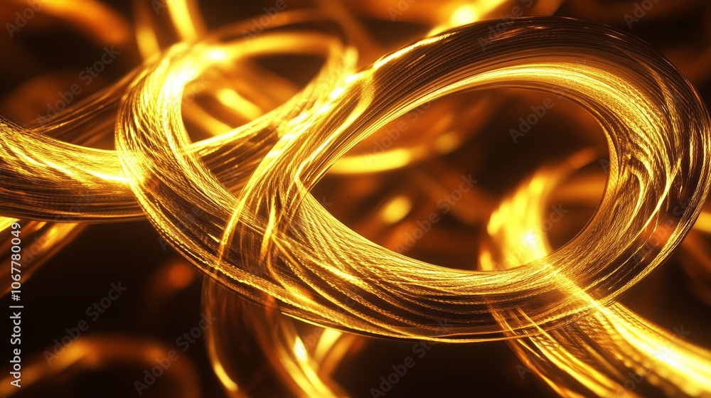Poster golden abstract light trails swirl dynamically in a mesmerizing pattern, creating a stunning visual 
