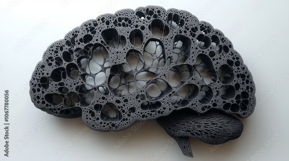 Poster intricate fractal silhouette of a brain symbolizing creativity and complex thought processes