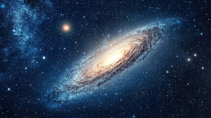 A stunning image of a spiral galaxy illuminated by stars, showcasing the beauty and vastness of the universe in deep space.