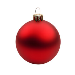 red matte Christmas ball on a transparent background. New Year's design element