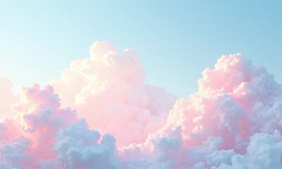 Fototapeta premium Dreamy pastel sky soft cotton candy clouds ethereal