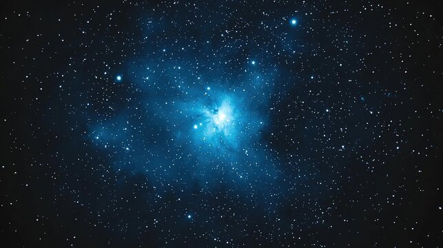 A stunning view of a blue nebula filled with stars, capturing the beauty and mystery of the cosmos. - Powered by Adobe