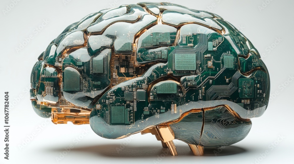 Poster the fusion of neural architecture and microprocessor technology in a brain silhouette