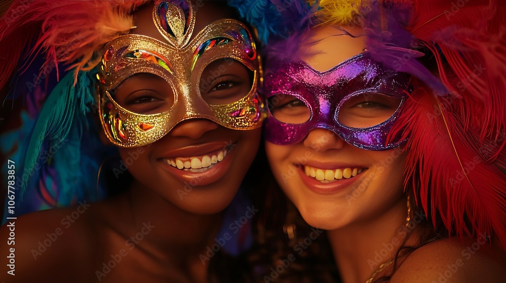 Wall mural colorful masks at a festive celebration