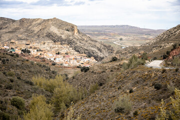 a view of La Hoz de la Vieja village, comarca of Cuencas Mineras, province of Teruel, Aragon, Spain