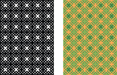 set of colored and black and white seamless patterns geometric Islamic art arabesque.