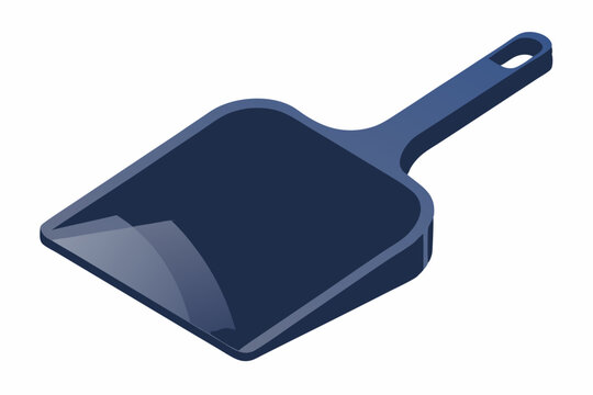blue dustpan, isometric view, clean clip art preview