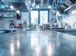 Obraz premium A modern kitchen with a sleek countertop, emphasizing functionality and design.