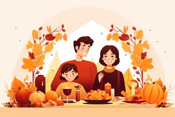 Thanksgiving celebration drawing illustration