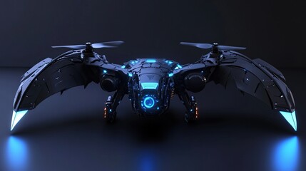 Futuristic Drone with Glowing Wings