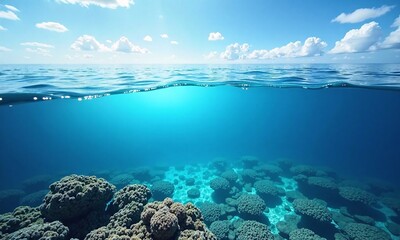 Clear blue ocean with coral underneath