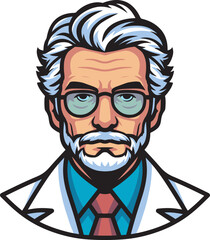 Professor head Mascot logo design art