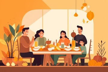 Fototapeta premium Holiday meal Thanksgiving illustration