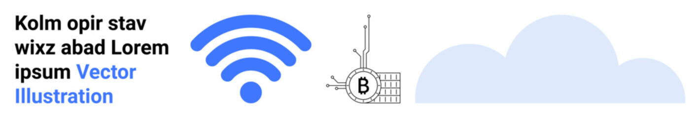 wireless signal, blockchain symbol, and cloud. Ideal for tech industry, wireless communication, blockchain security, cloud storage, internet services, digital networks, and data transfer themes