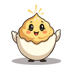 Celebrate the joy of creativity with a cute egg character full of cheer and happiness , digital art of character design concept.