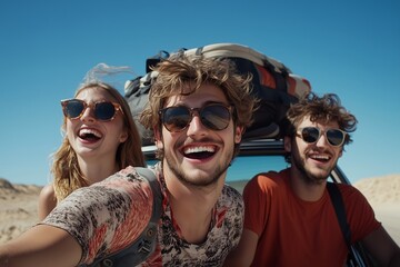 Friends Enjoy a Fun Road Trip Adventure in the Sun