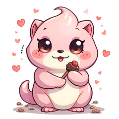 Fototapeta premium Embrace the joy of sweet treats with this adorable character full of love, digital illustration of cute character design concept.
