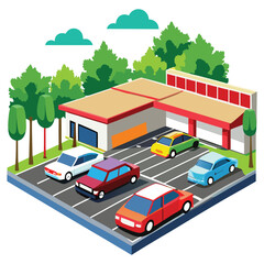 parking lot on white background