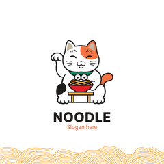 Neko cat ramen noodle logo