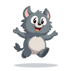 Fototapeta premium Celebrate friendship through the joyful spirit of a playful cartoon wolf character, digital illustration of character design concept.