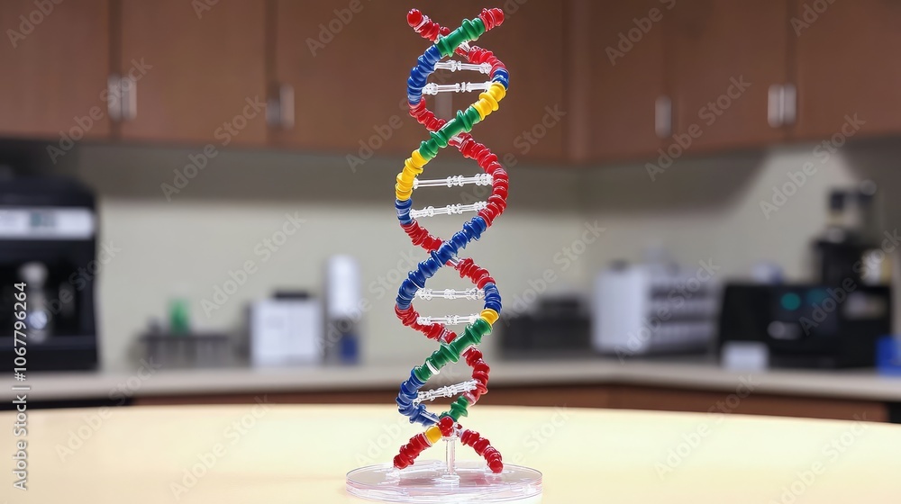 Aufkleber colorful dna model on display in laboratory setting