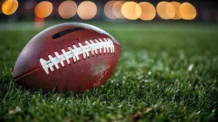Obraz premium Close-Up of a Football on a Grass Field