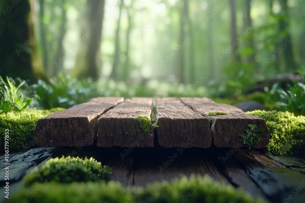 Poster close-up macro photography of moss covered bark with sharp natural textures and background blur, a d