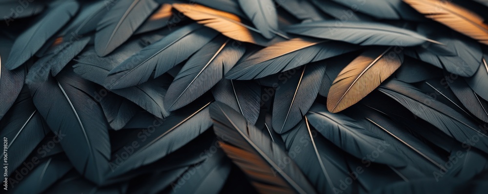 Aufkleber close-up of intricate feather patterns a sharp, detailed macro photograph of natural beauty this hig