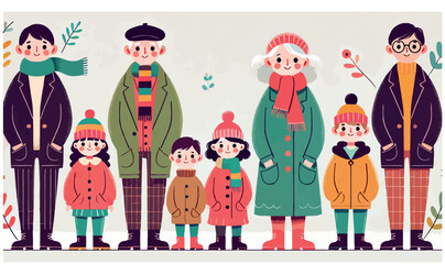 Adorable Family  in Warm Winter Outfits