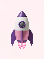 Children's rocket illustration in purple and pink tones