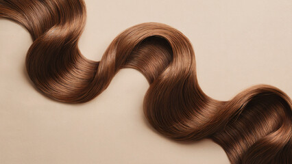 Brown hair strands with soft waves and shiny texture