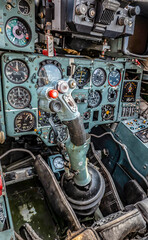 Interior of the cockpit of a jet fighter