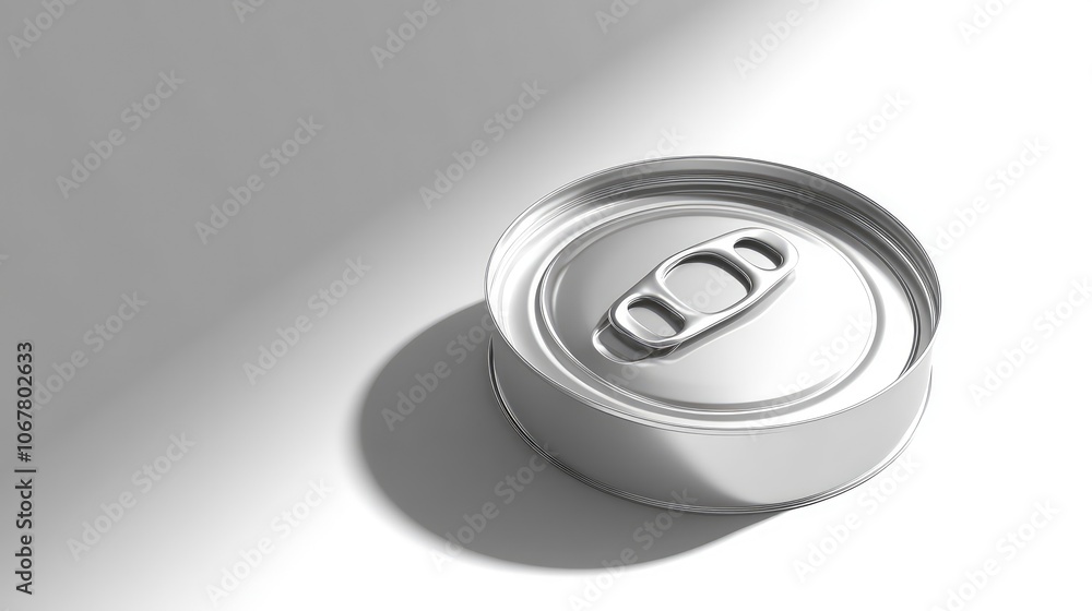 Poster simple metallic can with pull tab on white background