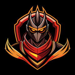 Dynamic esports logo featuring a knight in armor and a fierce expression, perfect for enhancing team branding and identity