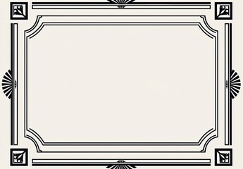 Black Line Rectangular Frame Art Deco Border Geometric Design Vector Illustration