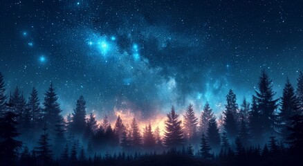 Fototapeta premium Starry Night Sky with Manger and Bright Star in Bethlehem Christmas Scene