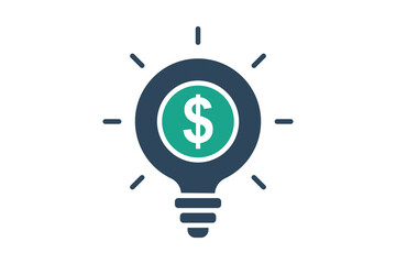 Reason icon. solid icon style. light bulb with dollar. icon related to motivation. success elements vector illustration