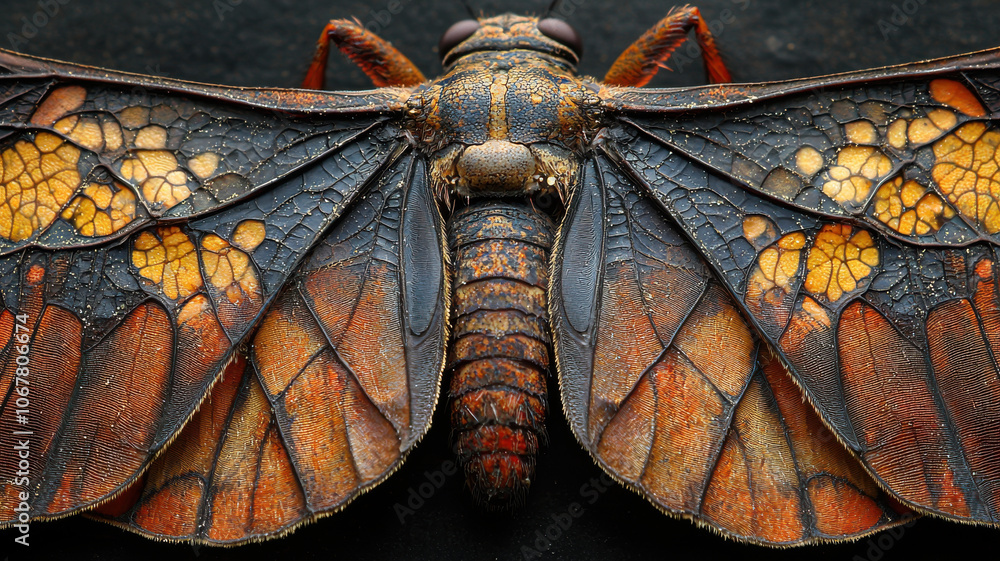 Poster natural macro shot of insect showcasing intricate wing patterns
