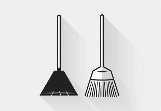 recommend clip art: Minimalist Broom and Dustpan Icon for Cleaning App