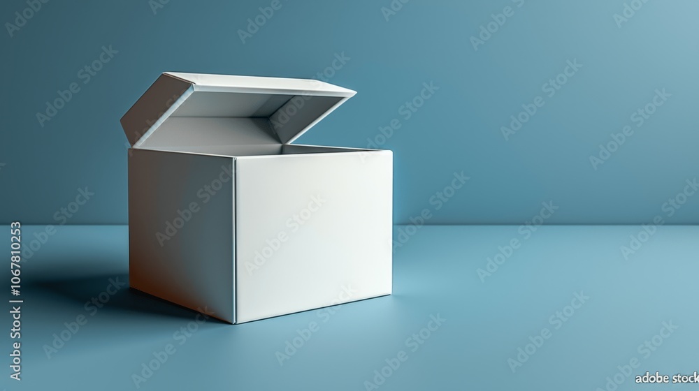Aufkleber white square folding gift box open and closed 3d rendering mockup on grey background