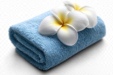 Folded Towel with Plumeria Flowers