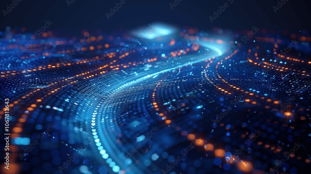 Poster futuristic digital code road blue binary highway data transfer concept technology wallpaper high res