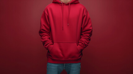 Maroon Oversized Hoodie Mockup in Bold Studio Setting