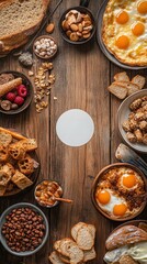 Obraz premium Warm up your winter mornings with a rustic breakfast flat lay on a cozy table