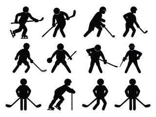 Naklejka premium set hockey player silhouette hockey player