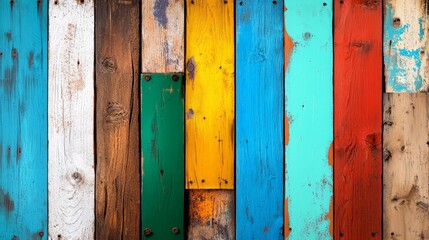 Colorful Wooden Plank Wall Texture Background