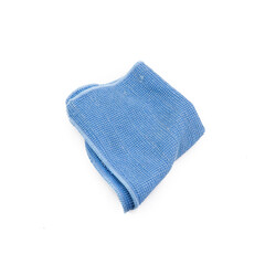 Blue duster microfiber cloth for cleaning isolated on white background