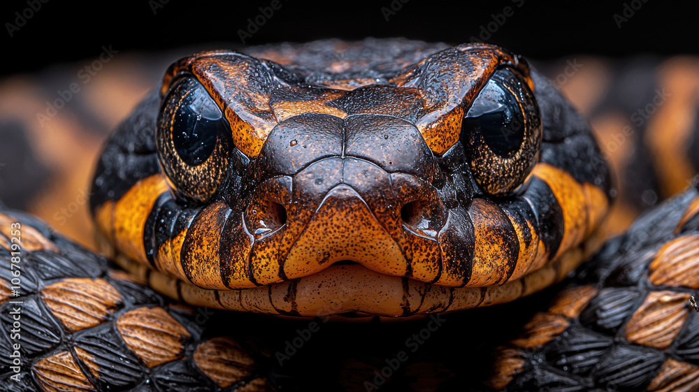 Poster close up of vibrant snake showcasing intricate patterns and textures